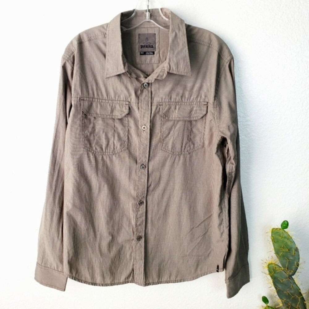 PrAna Men's Long Sleeve Casual Button Up Shirt size M